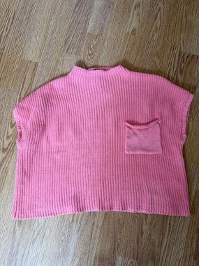 Women's Pink Boxy Knit Short-Sleeve Sweater Top